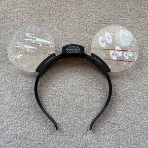 Star Wars Black Light Up Headband with Clear Glitter Ear Discs and Ship Graphics